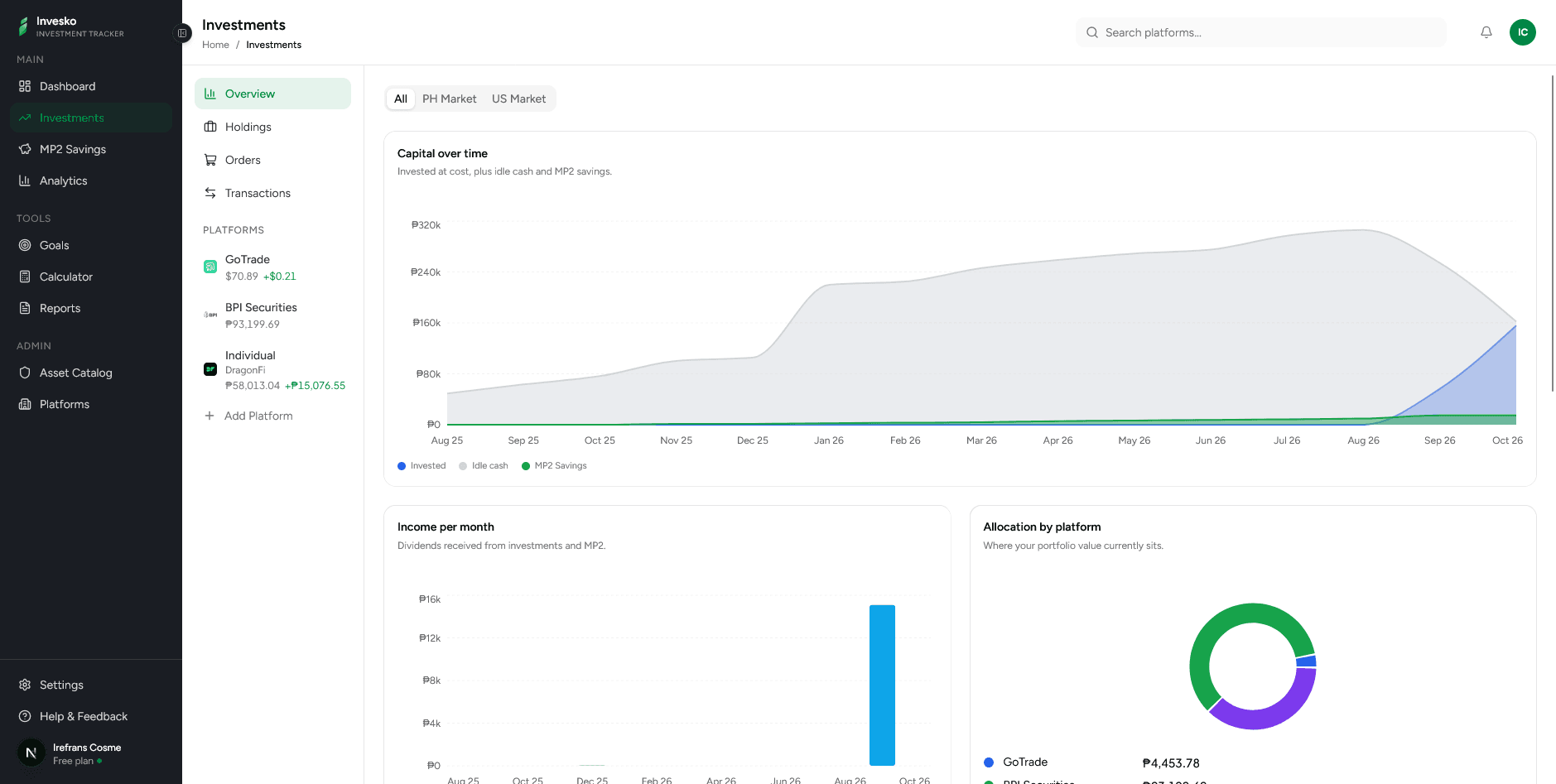 Investments screenshot